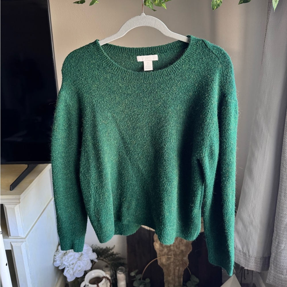 H&M Green Sweater Jumper Winter Autumn Top